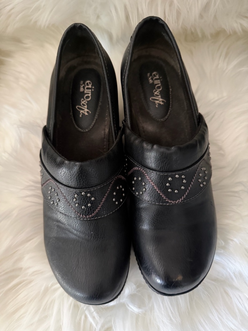 Eurosoft Black Studded Slip-On Comfort Loafers
